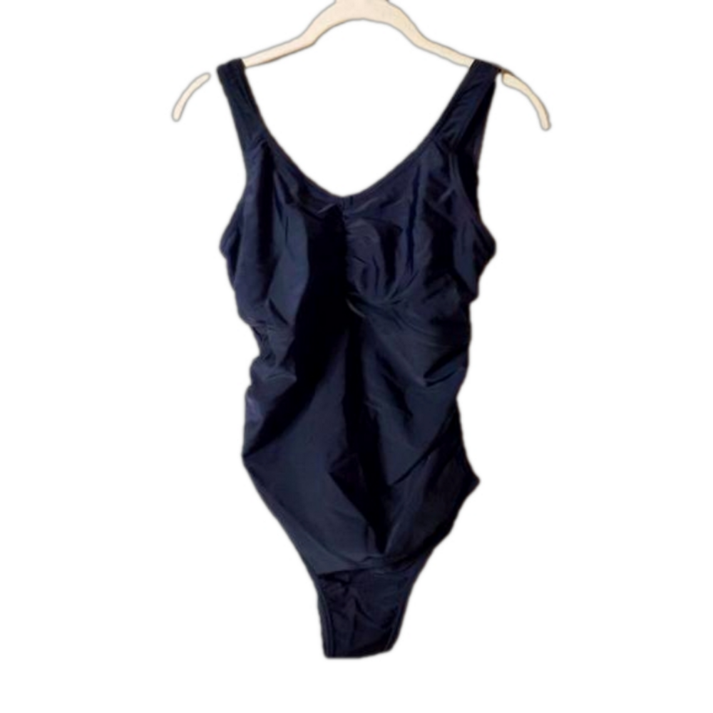 Speedo NWOT Black Scrunch Bow One Piece Swimsuit